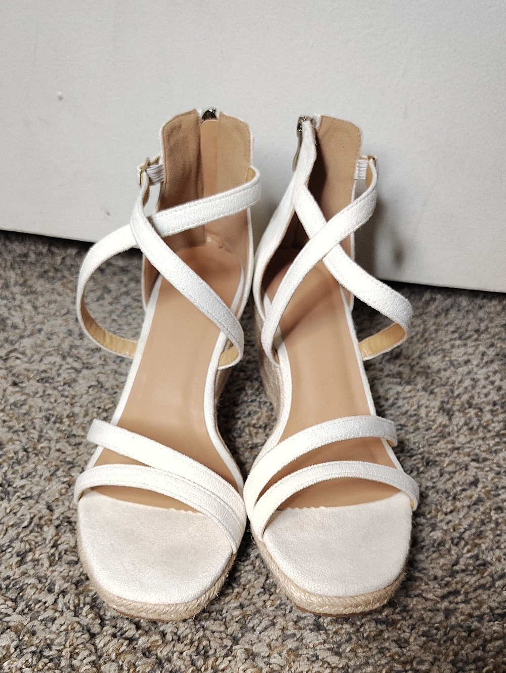 Women’s White Crisscross Espadrille Wedge Sandals